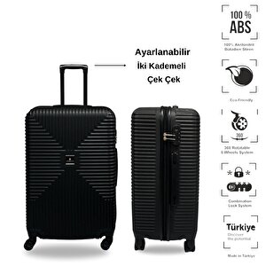 Anhelo Bowtie Abs Büyük Boy Valiz Parlak Siyah