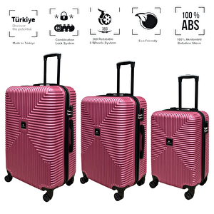 Anhelo Bowtie Abs Küçük (kabin), Orta Ve Büyük Boy 3'lü Valiz Seti Pembe