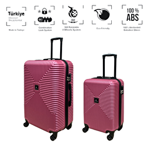 Anhelo Bowtie Abs Küçük (kabin) Ve Orta Boy 2'li Valiz Seti Pembe