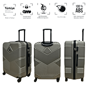 Anhelo Eagle Xl Geniş Tasarım Abs Orta Boy Valiz Seyahat Çantası 34cmx46cmx65cm Füme