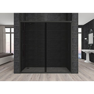 Carmen Temperli 6 Mm Ön Cephe Cam Duşakabin Siyah Profil Füme Cam