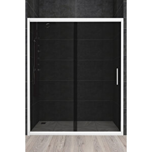 Carmen Temperli 6 Mm Ön Cephe Cam Duşakabin Mat Krom Profil Füme Cam 124 cm