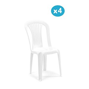 Sy-2520 Manolya Plastik Bahçe Sandalye Beyaz 4'lü Set 1000 Beyaz