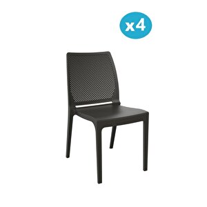 Sy-2509 Plastik İcon Bahçe Koltuk Sandalye 4'lü Set Kahverengi