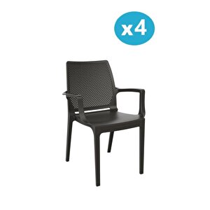 Sy-2504 Plastik İcon Bahçe Koltuk Sandalye 4'lü Set Kahverengi