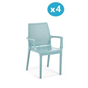 Sy-2504 Plastik İcon Bahçe Koltuk Sandalye 4'lü Set Turkuaz