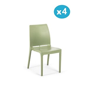 Sy-2506 Plastik Eve Bahçe Koltuk Sandalye 4'lü Set Yeşil