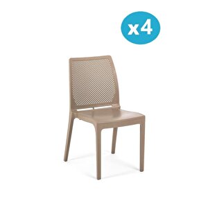 Sy-2509 Plastik İcon Bahçe Koltuk Sandalye 4'lü Set Bej