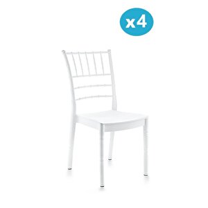Sy-2525 Estate Plastik Modern Bahçe Düğün Sandalye 4'lü Set 1000 Beyaz
