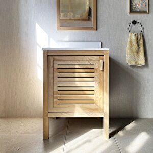 Sedir Ağacı Masif Ahşap Banyo Dolabı 60cm