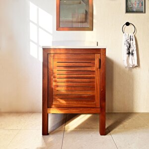 Maun Ağacı Masif Ahşap Banyo Dolabı 60cm