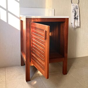 Maun Ağacı Masif Ahşap Banyo Dolabı 60cm