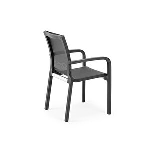 Sy-2528 Plastik Fileli Bahçe Koltuk Sandalye 4'lü Set Siyah