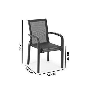 Sy-2528 Plastik Fileli Bahçe Koltuk Sandalye 4'lü Set Siyah
