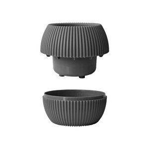 Krs-364 Dekoratif Plastik Mercan Saksı 1.2 Litre No 4 Antrasit