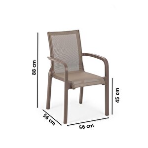 Sy-2528 Plastik Fileli Bahçe Koltuk Sandalye 4'lü Set Kahverengi