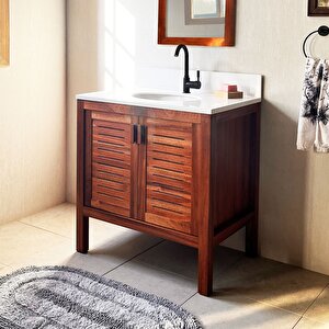 Maun Ağacı Masif Ahşap Banyo Dolabı 80cm