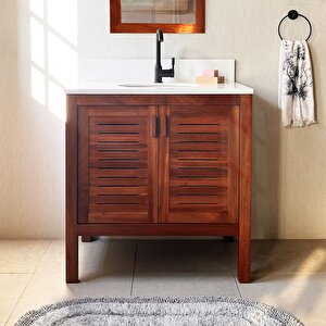 Maun Ağacı Masif Ahşap Banyo Dolabı 80cm