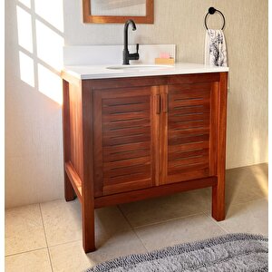 Maun Ağacı Masif Ahşap Banyo Dolabı 80cm