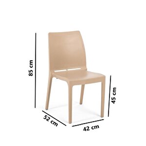Sy-2506 Plastik Eve Bahçe Koltuk Sandalye 4'lü Set Bej