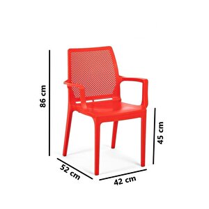 Sy-2504 Plastik İcon Bahçe Koltuk Sandalye 4'lü Set Kırmızı