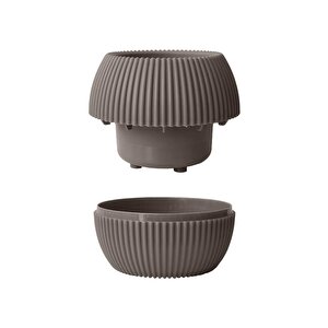 Krs-364 Dekoratif Plastik Mercan Saksı 1.2 Litre No 4 Kahverengi
