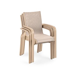 Omnipazar Sy-2528 Plastik Fileli Bahçe Koltuk Sandalye 4'lü Set