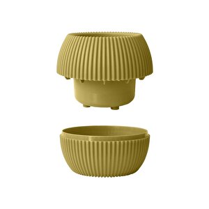 Krs-363 Dekoratif Plastik Mercan Saksı 0.7 Litre No 3 Mat Sarı