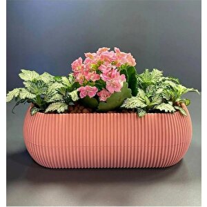 Krs-372 Dekoratif Plastik Mercan Uzun Saksı 1.3 Litre No 2 Açık Pembe