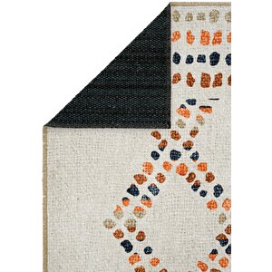 Cool Halı Carnival Krem Halı Yolluk Geometrik Desenli Dokuma Şönil Halı Yıkanabilir Mutfak Halısı