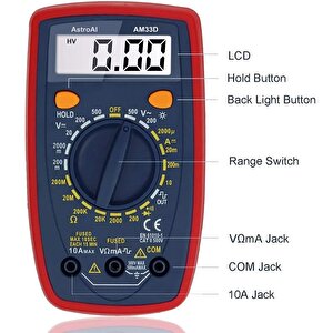 Astroai Dijital Multimetre 2000 Counts Test Cihazi Am33d