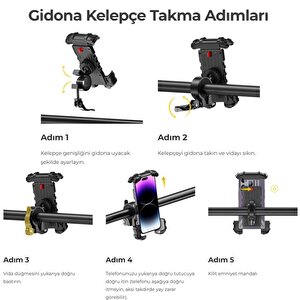 Lamicall Motosiklet Ve Bisiklet Telefon Tutucu 360 Derece Döndürülebilir Bm02blue