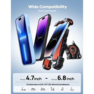Lamicall Motosiklet Ve Bisiklet Telefon Tutucu 360 Derece Döndürülebilir Bm02orange
