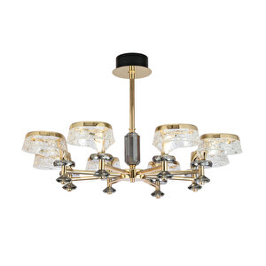 Ekerd 8'li Gold 70 Watt Yuvarlak Kristalli Modern Sarkıt Salon Led Avize