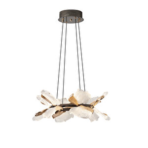 Taran 50'lik Siyah Gold Çiçek Desenli 60 Watt Yuvarlak Modern Salon Led Avize