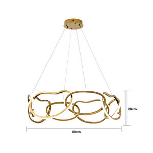 Quon 8'li Gold 150 Watt Yuvarlak Modern Sarkıt Salon Led Avize