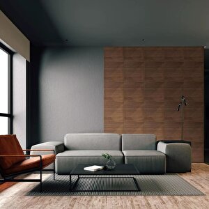 1m² (50cmx50cm 4 Adet) Kahverengi 3d Abs Pvc Çizgili Desenli Dayanıklı Duvar Paneli Silinebilir
