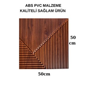 1m² (50cmx50cm 4 Adet) Kahverengi 3d Abs Pvc Çizgili Desenli Dayanıklı Duvar Paneli Silinebilir