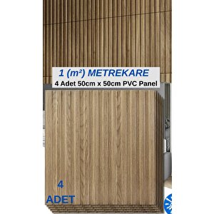 1m² (50cmx50cm 4 Adet)kahverengi 3d Abs Pvc Malzeme Dayanıklı Duvar Paneli Silinebilir Lambiri Panel