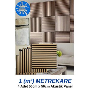1m² (50cmx50cm 4 Adet)kahverengi Akustik Duvar Paneli 3mm Keçe Ve 8mm Mdflam Duvar Çıtası Lambiri