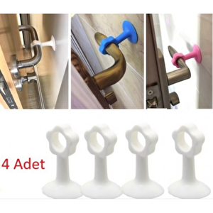 4 Adet Silikon Pencere Kapı Kolu Koruyucu Stoper Duvar Çarpışma Önleyici Aparat