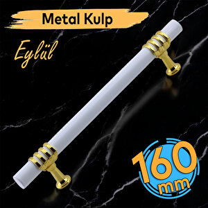 Eylül Mobilya Mutfak Dolabı Çekmece Dolap Kulpları Kapak Kulpu Kulbu Beyaz Altın 160 Mm Metal Kulp