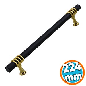 Mobilya Mutfak Dolabı Çekmece Dolap Kulpları Kapak Kulpu Kulbu Siyah Altın 224 Mm Metal Kulp