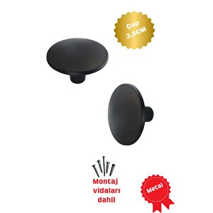 5 Adet Mantar Mat Si̇yah Mobi̇lya Kapak Çekmece Mutfak Düğme Kulpu (çap 35mm)