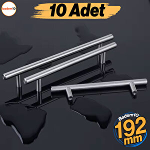 Pürüzsüz 192 Mm İnox Metal 10 Adet Dolap Dolabı Mobilya Mutfak Çekmece Kapak Kulbu Kulpu Kulpları
