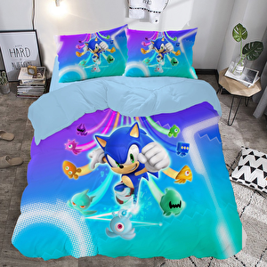 Sonic Canavarlar Temalı Baskılı Çift Kişilik Nevresim Takımı