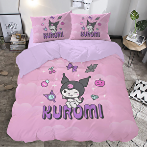 Kuromi Şeker Temalı Baskılı Çift Kişilik Nevresim Takımı