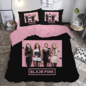 Black Pink Temalı Baskılı Çift Kişilik Nevresim Takımı