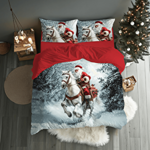 Santa Temalı Baskılı Tek Kişilik Nevresim Takımı