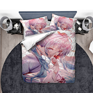 Anime Kız Temalı Baskılı Çift Kişilik Nevresim Takımı